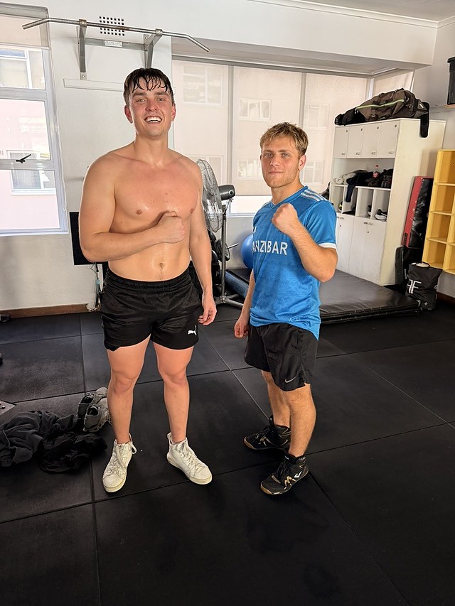 A client and Doron after a hard private boxing session in Sea Point.
