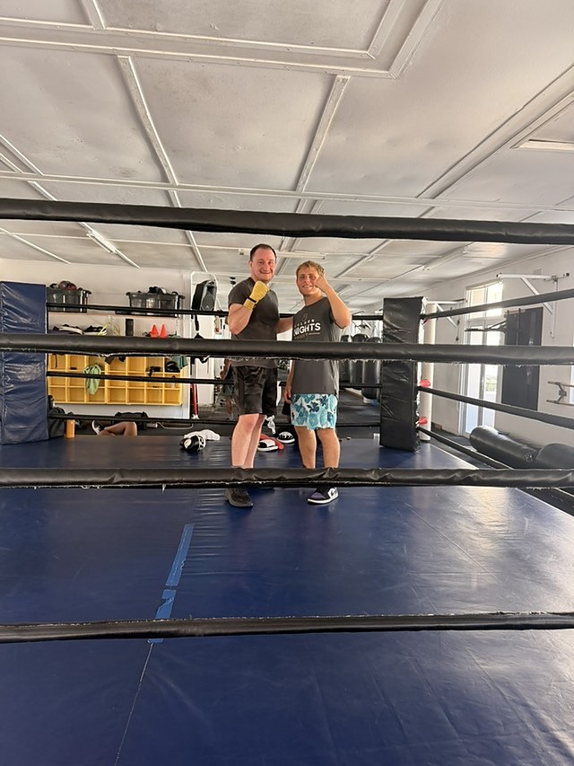 A client in the ring with Doron at Top Floor Boxing, Sea Point.